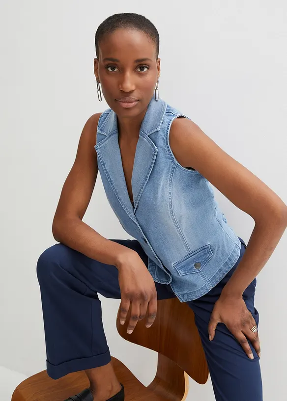Gilet in denim elasticizzato, bonprix