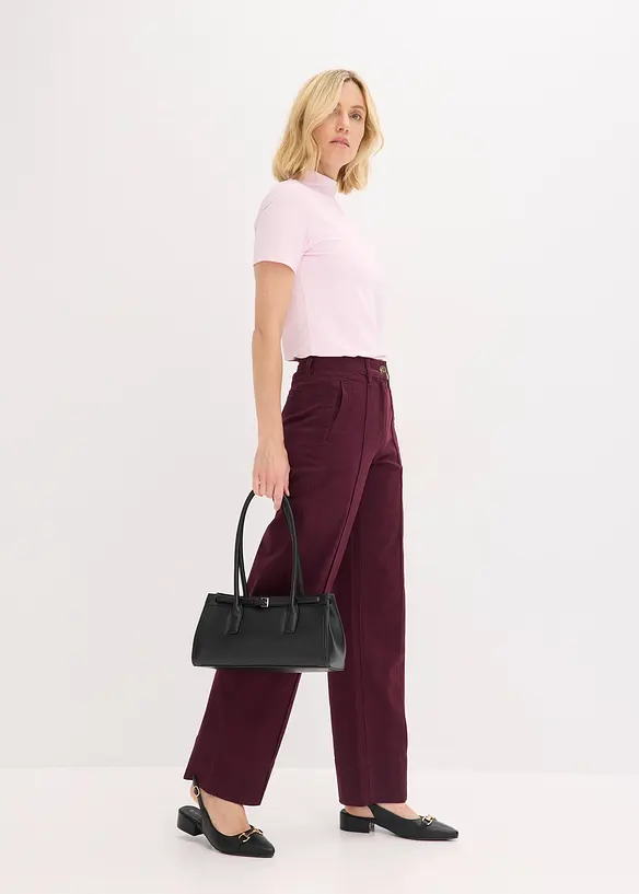 Pantaloni in twill con piega cucita e tasche a filetto, bonprix