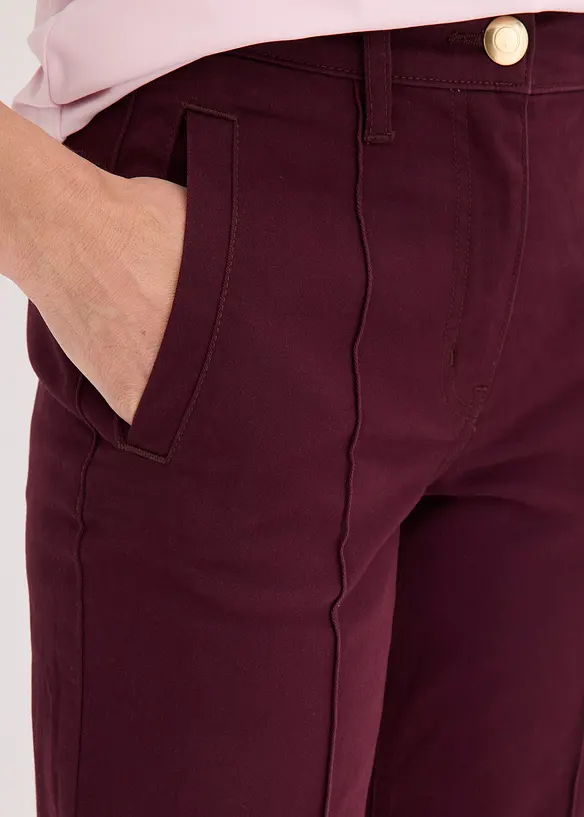 Pantaloni in twill con piega cucita e tasche a filetto, bonprix