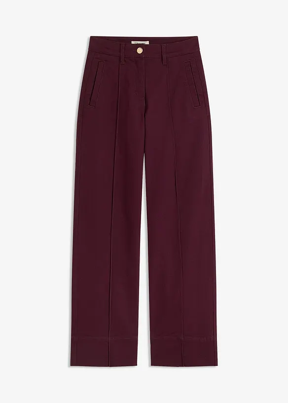 Pantaloni in twill con piega cucita e tasche a filetto, bonprix