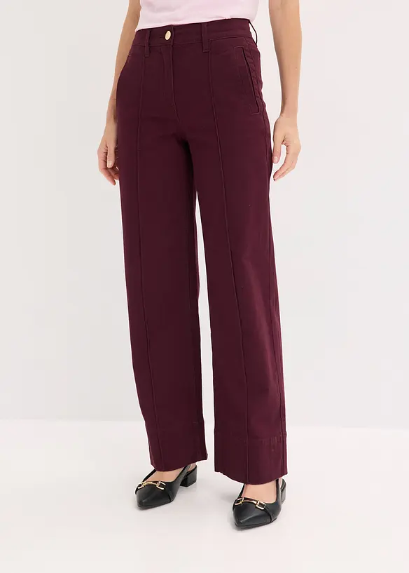 Pantaloni in twill con piega cucita e tasche a filetto, bonprix