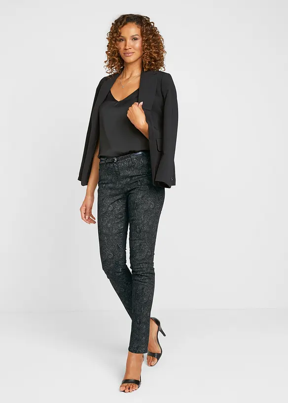 Pantaloni in twill con fantasia raffinata, bonprix