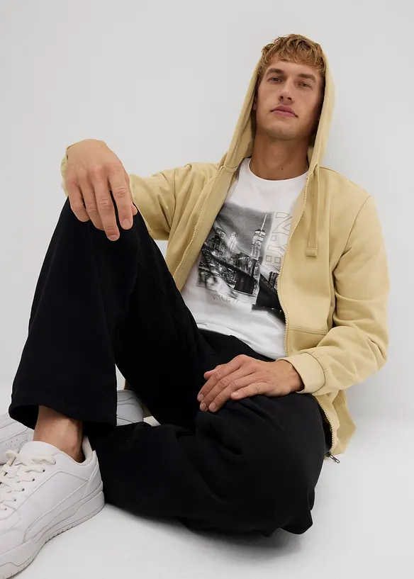 Felpa con zip e cappuccio, bonprix