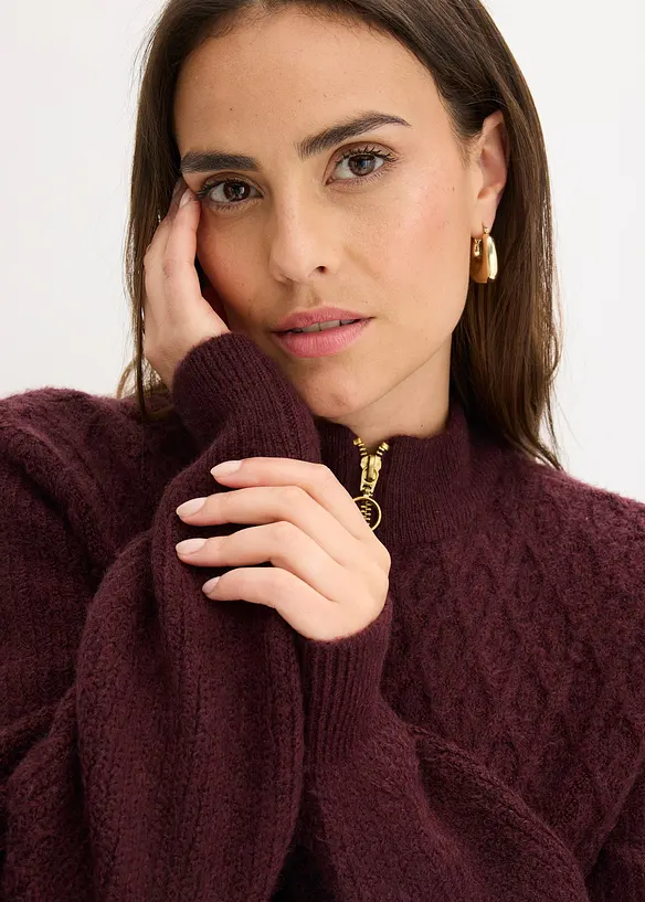 Cardigan con motivo a trecce, bonprix