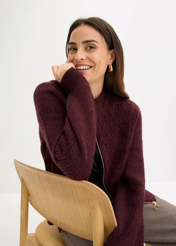 Cardigan con motivo a trecce, bonprix