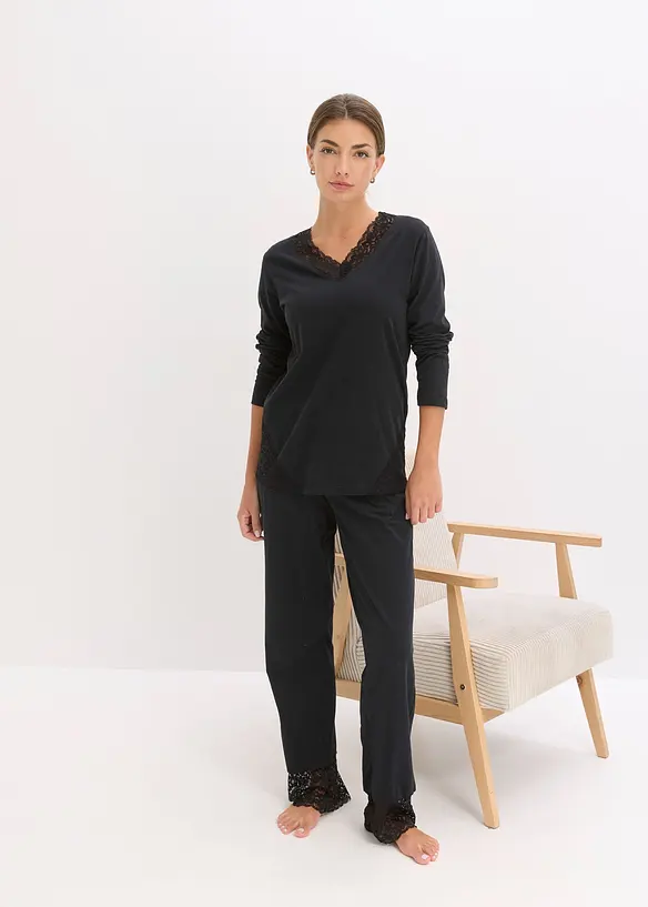 Pigiama con pizzo delicato, bonprix