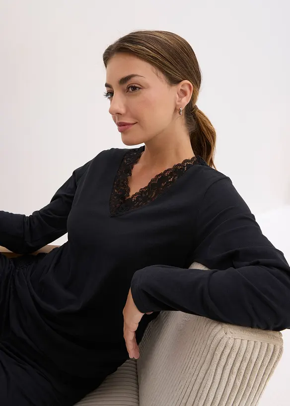 Pigiama con pizzo delicato, bonprix