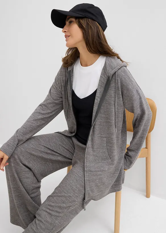 Cardigan a maglia lavorata in filato fine di misto viscosa, bonprix