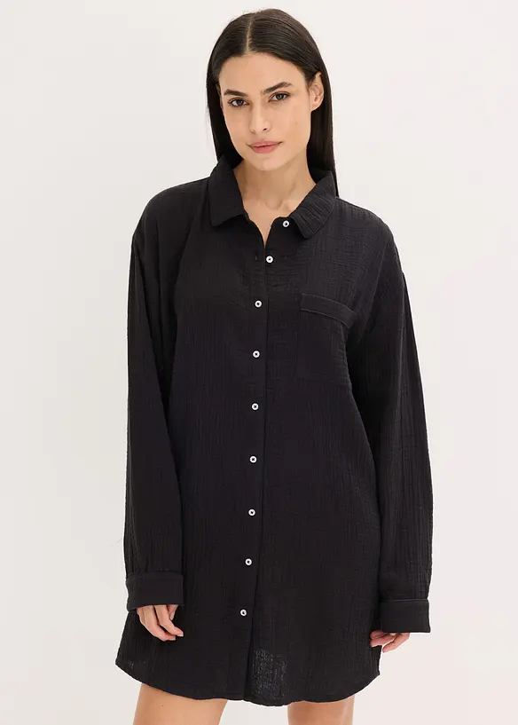 Camicia da notte loungewear oversize in mussola, bonprix