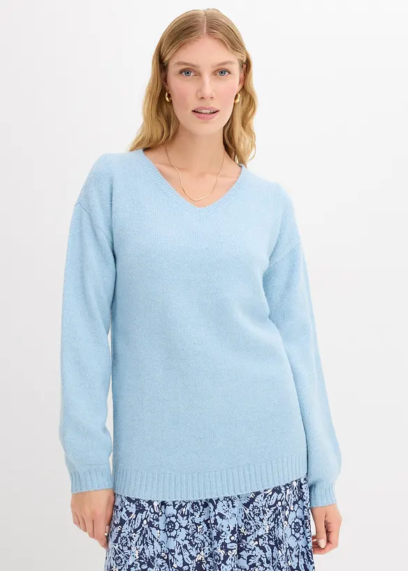 Maglione in filato fine morbido con maniche a palloncino, bonprix