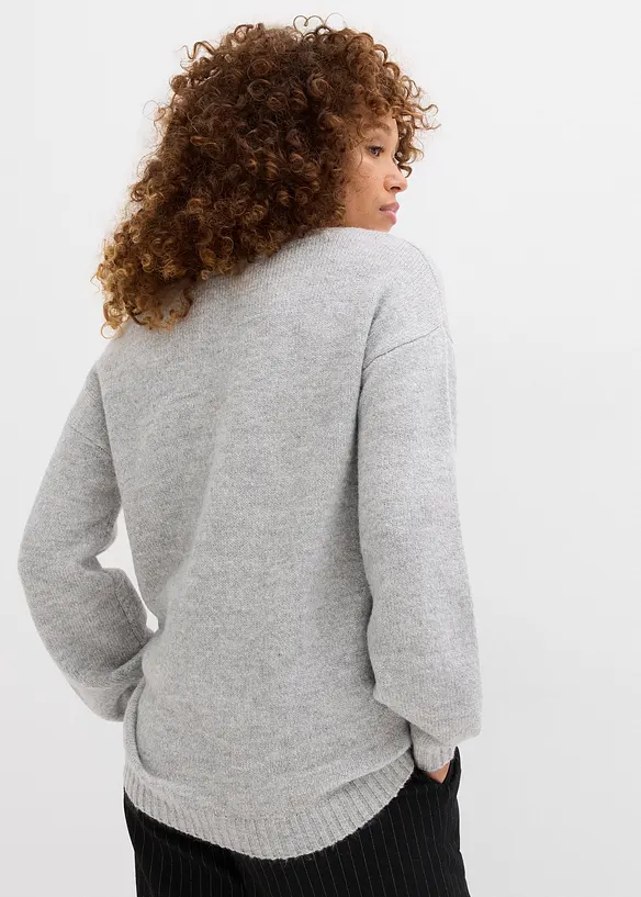 Maglione in filato fine morbido con maniche a palloncino, bonprix