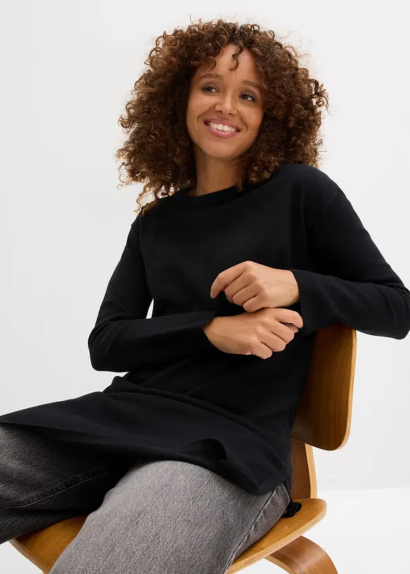 Maglione lungo con cotone riciclato, bonprix