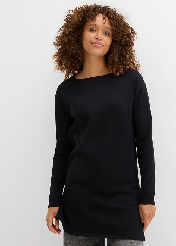 Maglione lungo con cotone riciclato, bonprix