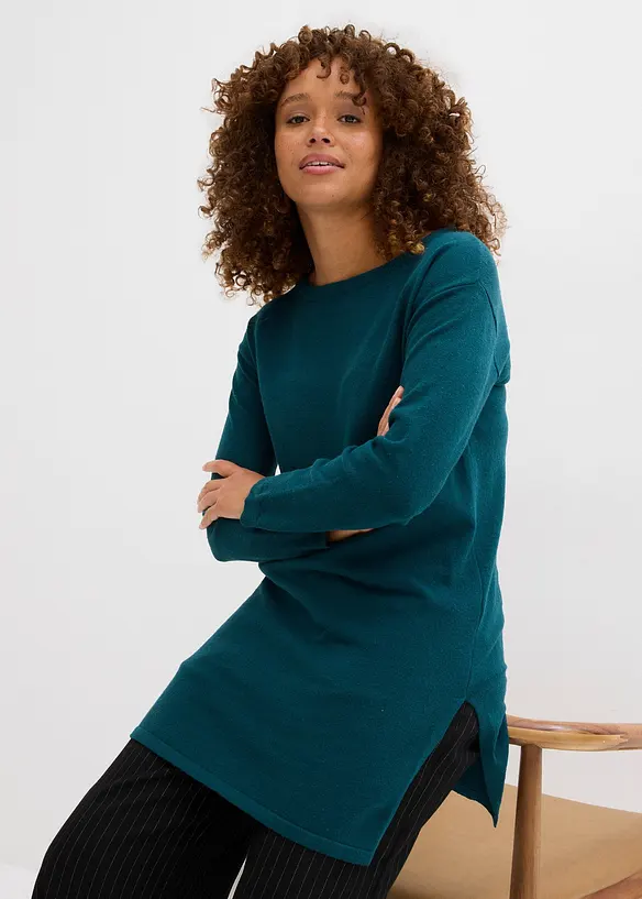 Maglione lungo con cotone riciclato, bonprix