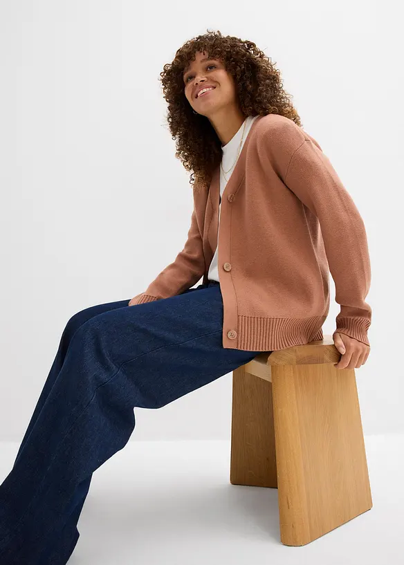 Cardigan in filato fine a coste Milano, bonprix