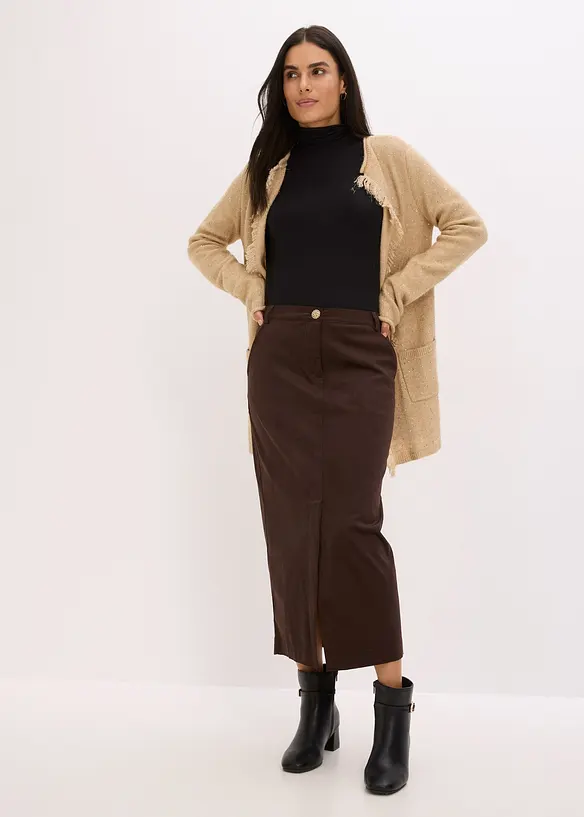 Maxi cardigan con paillettes e filato lucido, bonprix