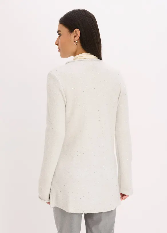 Maxi cardigan con paillettes e filato lucido, bonprix