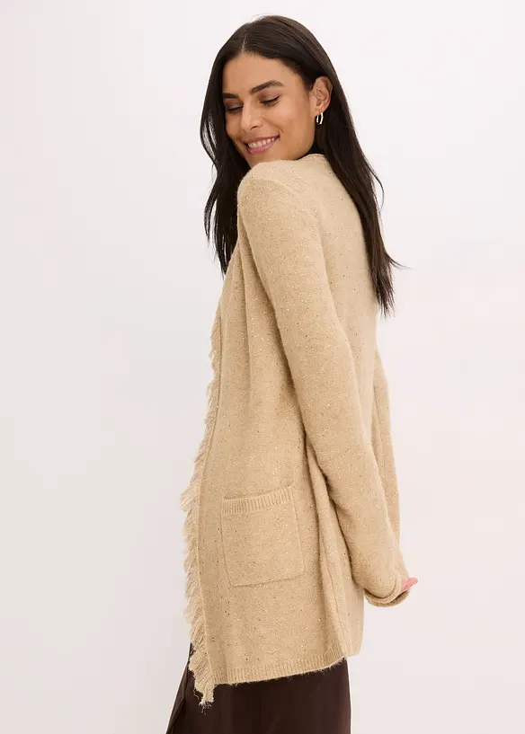 Maxi cardigan con paillettes e filato lucido, bonprix