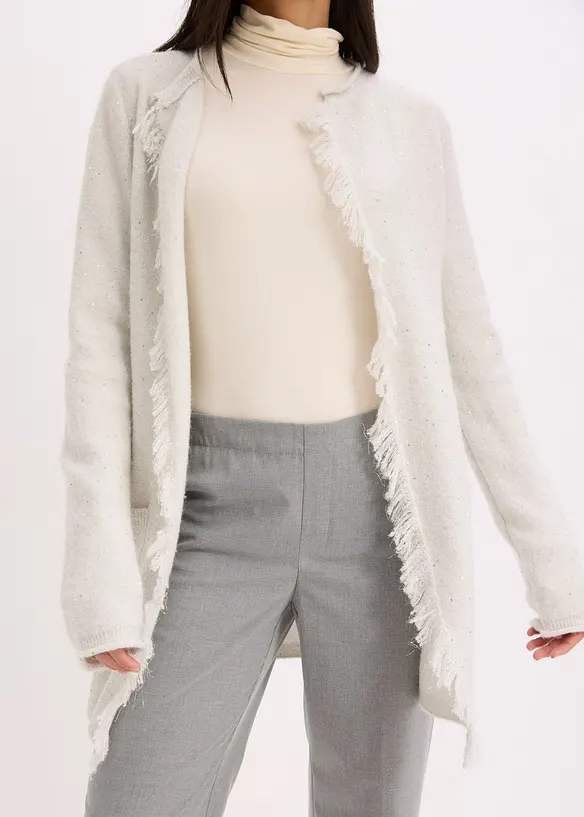 Maxi cardigan con paillettes e filato lucido, bonprix