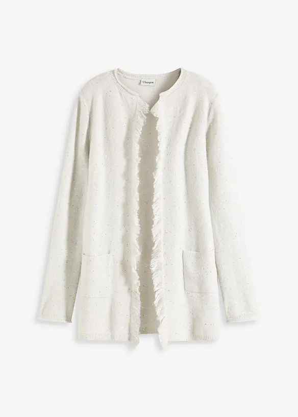 Maxi cardigan con paillettes e filato lucido, bonprix