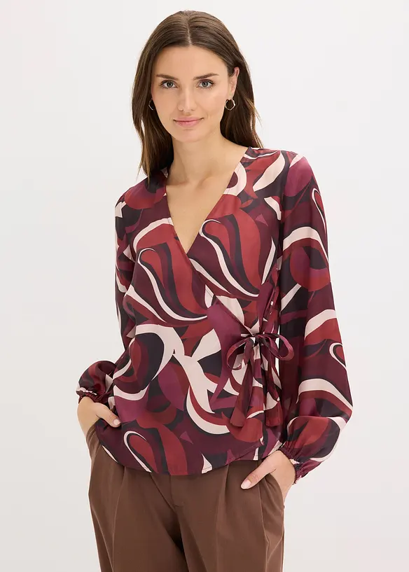 Camicetta incrociata in satin fluente, bonprix