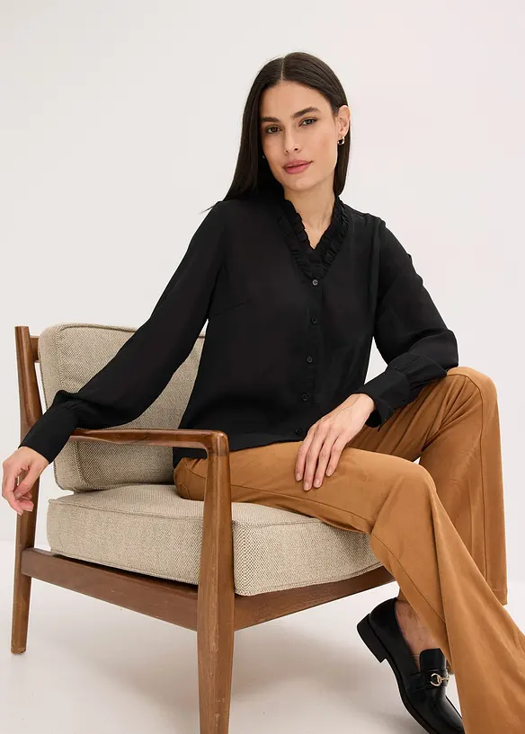 Camicetta di chiffon con ruches, bonprix