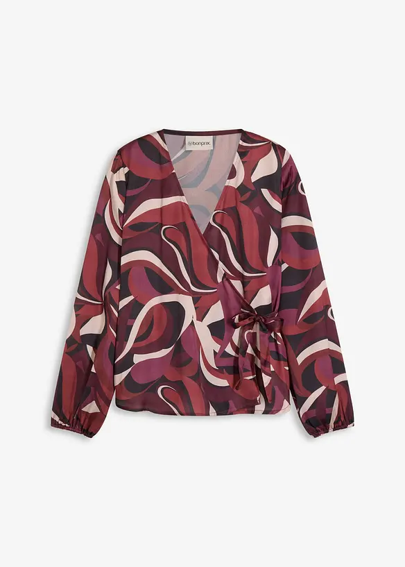 Camicetta incrociata in satin fluente, bonprix