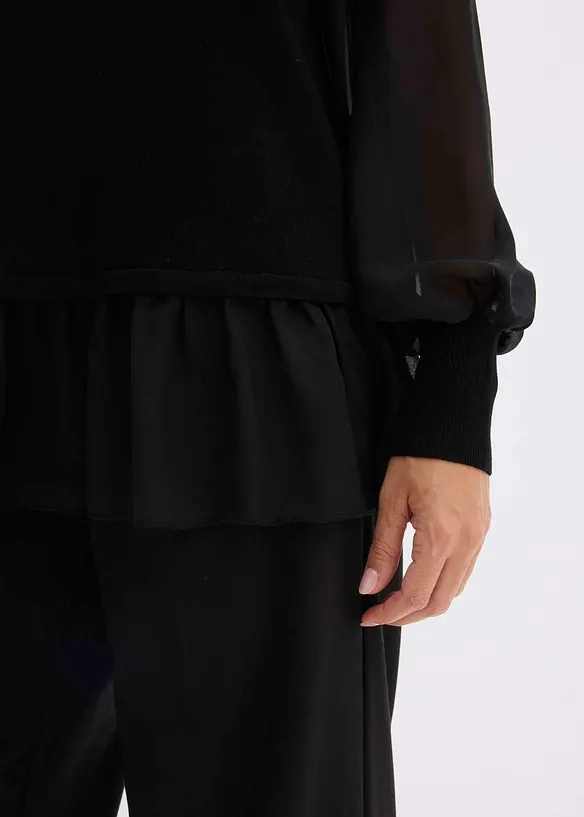 Maglione in filato fine con inserto effetto camicia, bonprix