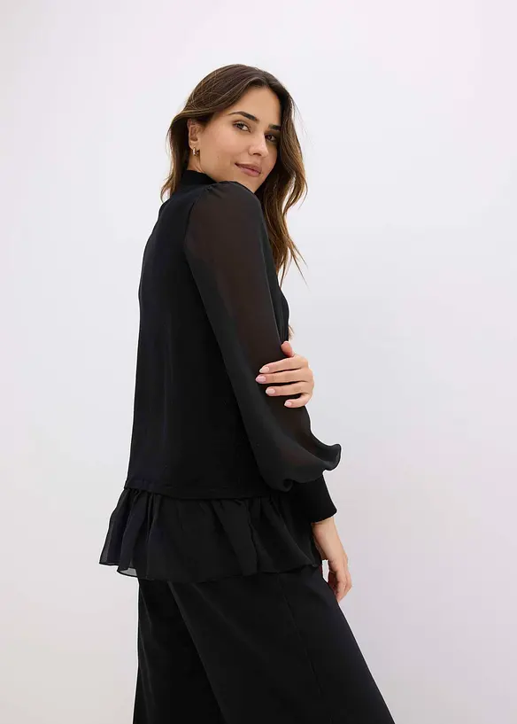 Maglione in filato fine con inserto effetto camicia, bonprix