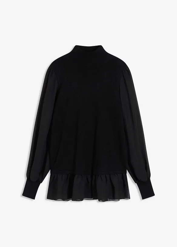 Maglione in filato fine con inserto effetto camicia, bonprix
