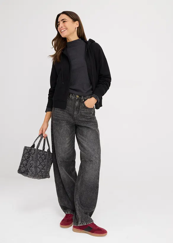 Felpa con zip in morbida spugna, bonprix