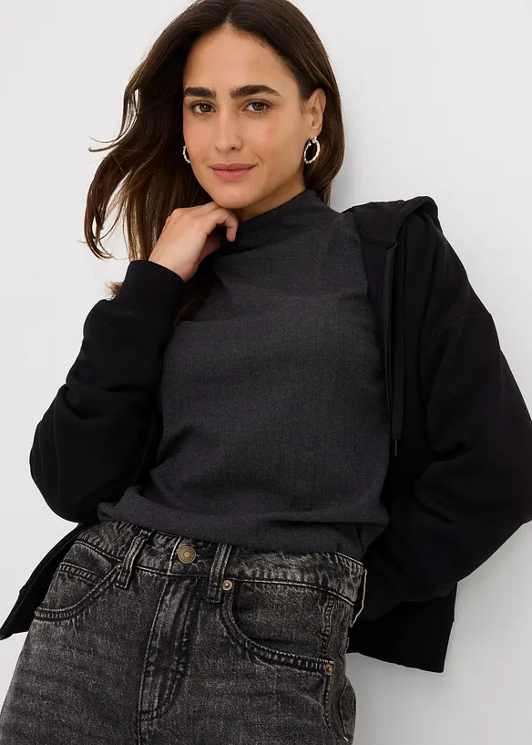 Felpa con zip in morbida spugna, bonprix