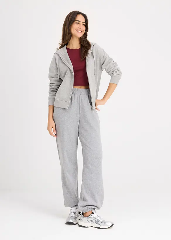 Felpa con zip in morbida spugna, bonprix