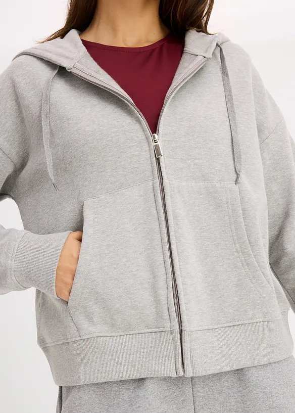 Felpa con zip in morbida spugna, bonprix