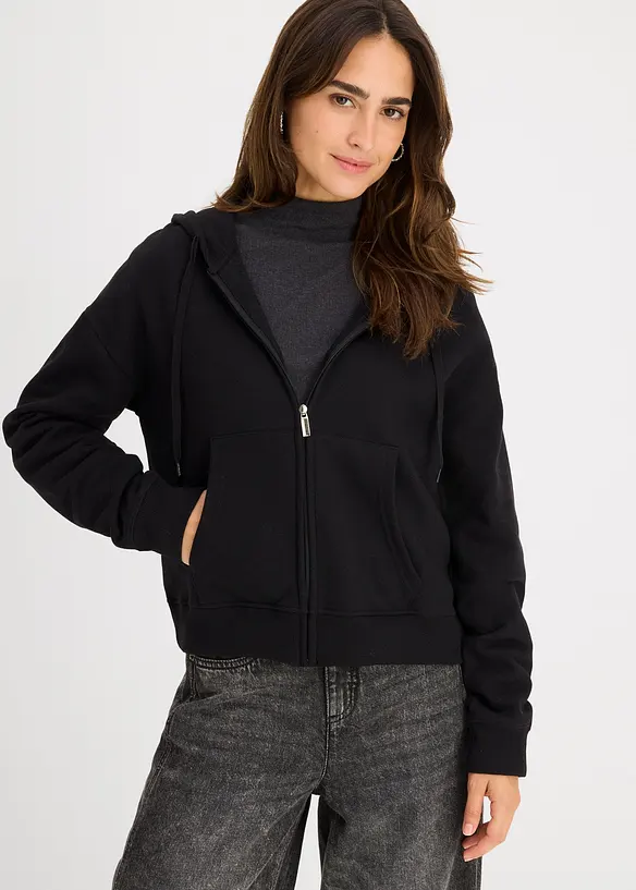 Felpa con zip in morbida spugna, bonprix