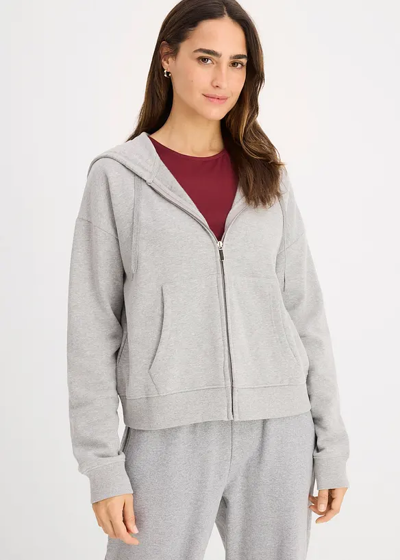 Felpa con zip in morbida spugna, bonprix