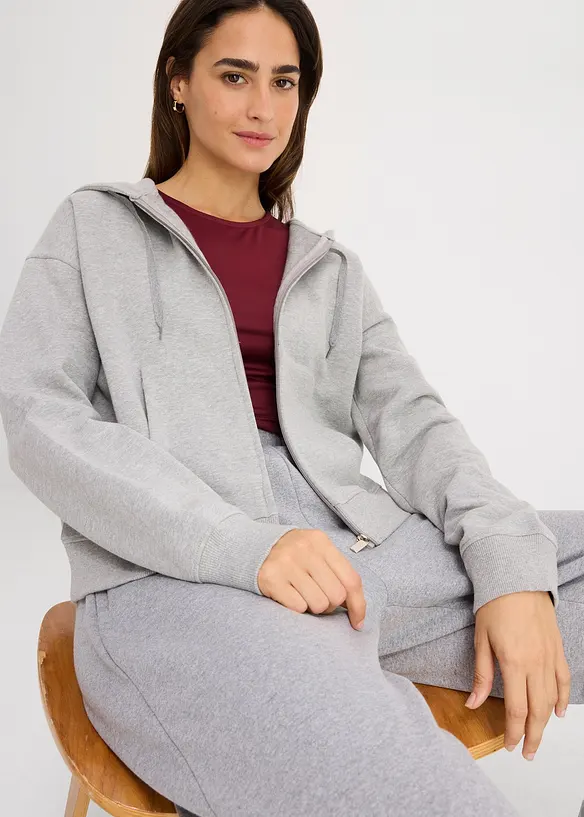 Felpa con zip in morbida spugna, bonprix