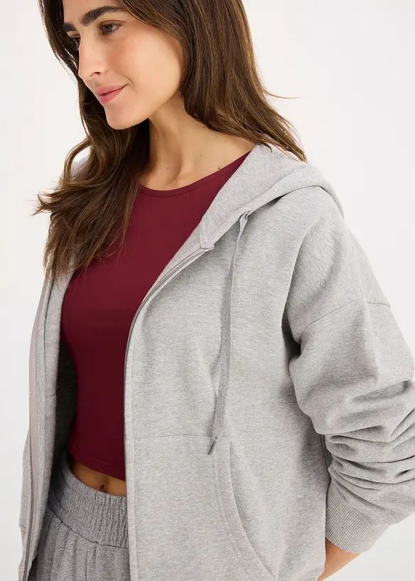 Felpa con zip in morbida spugna, bonprix