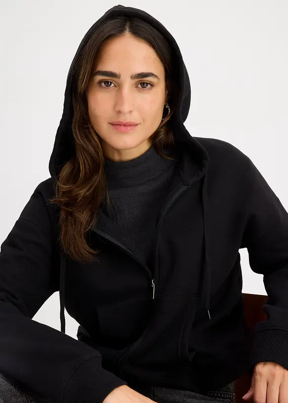 Felpa con zip in morbida spugna, bonprix