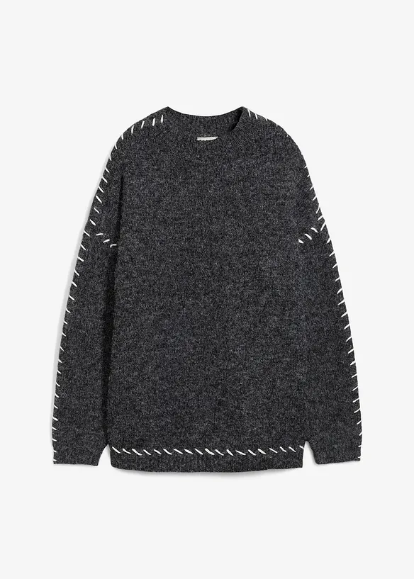 Maglione lungo in filato peloso, bonprix