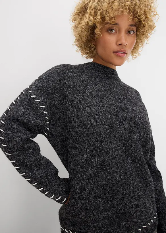 Maglione lungo in filato peloso, bonprix