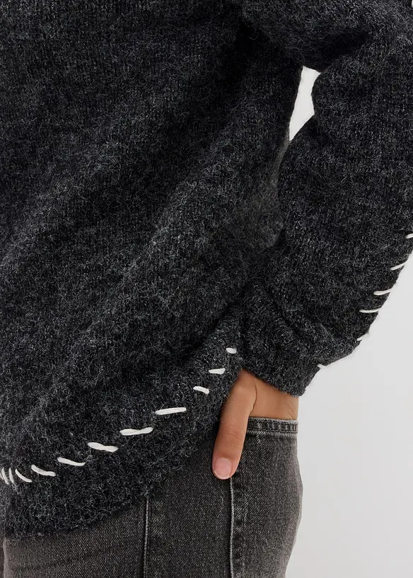 Maglione lungo in filato peloso, bonprix