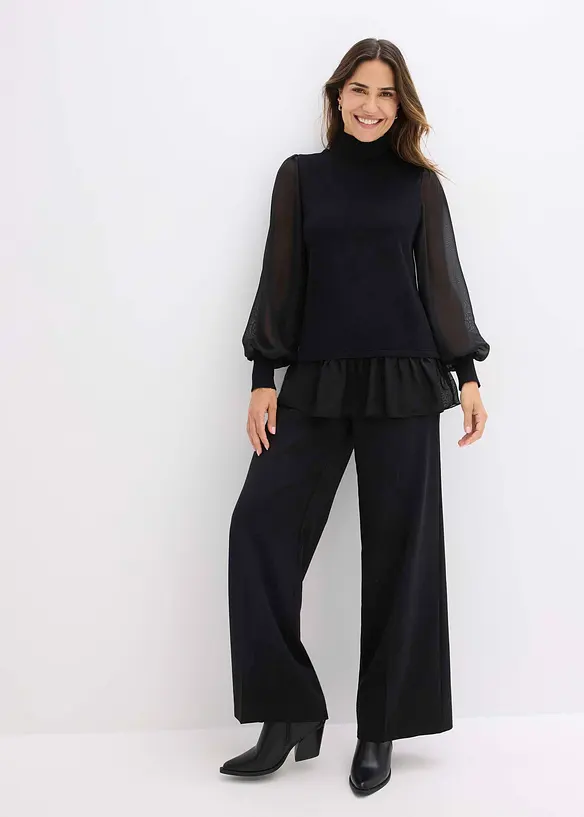 Maglione in filato fine con inserto effetto camicia, bonprix
