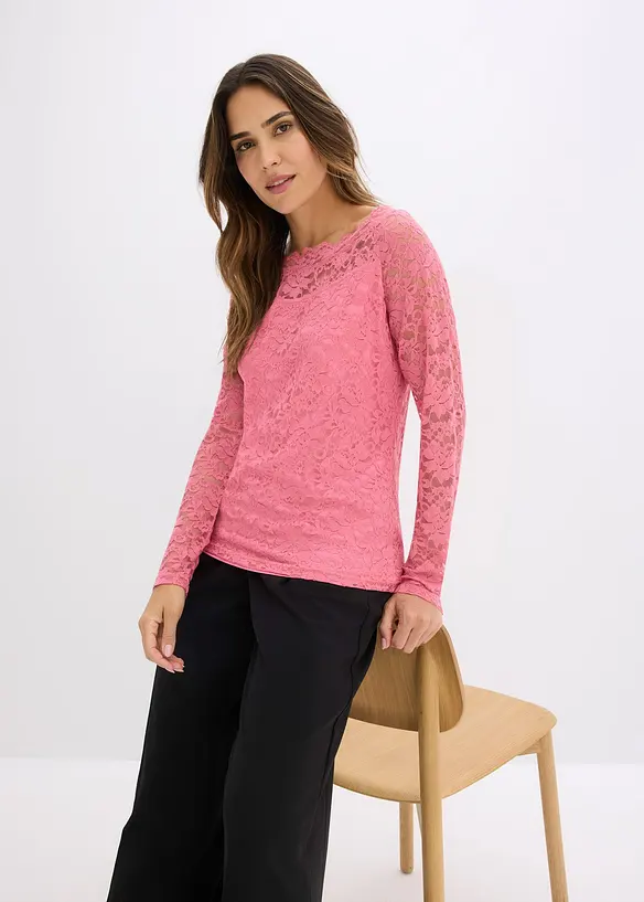 Maglia in pizzo a maniche lunghe, bonprix