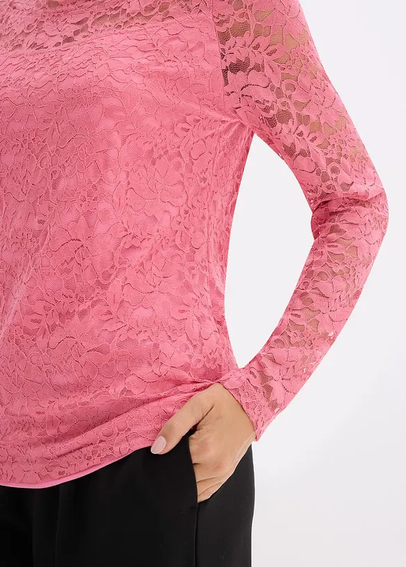 Maglia in pizzo a maniche lunghe, bonprix