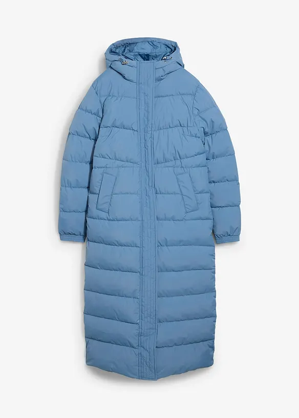 Giubbotto lungo trapuntato con cappuccio, bonprix