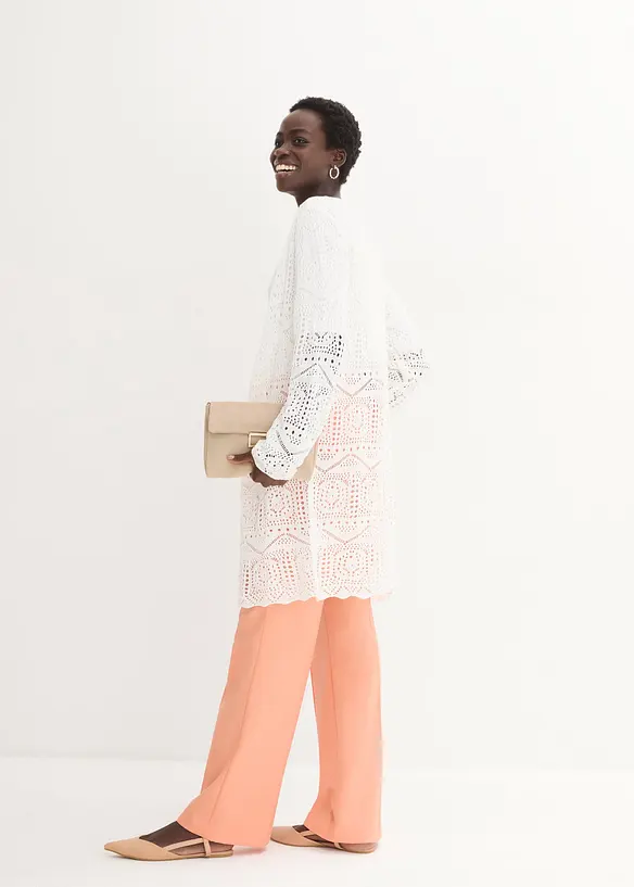 Cardigan lungo traforato, bonprix