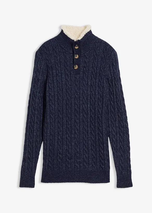 Maglione con colletto alto con bottoni, bonprix