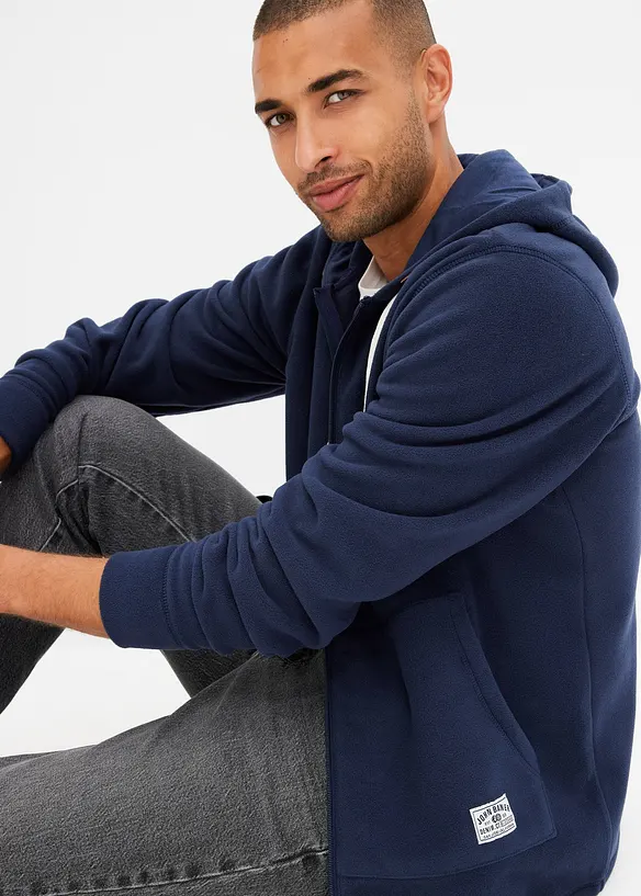 Giacca in pile con cappuccio e tasche applicate, bonprix