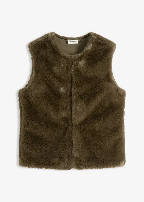 Gilet Moderno In Pelliccia Sintetica Con Chiusura Con Gancetto E 